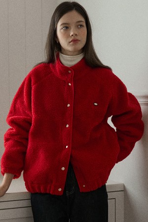 Shearling Comfy Fleece Jacket - Red