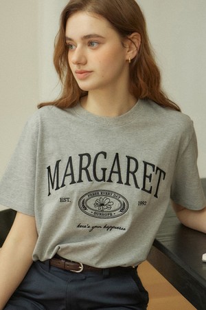 Margaret Embroidery T-shirt - Melange Grey