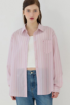 로지 스트라이프 셔츠 - Pink