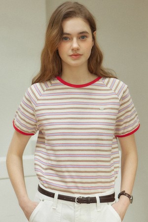 Harry Stripe Raglan T-shirt - Red
