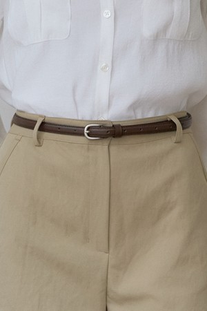 슬림 클래식 레더 벨트 - Brown