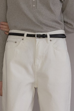 슬림 클래식 레더 벨트 - Black