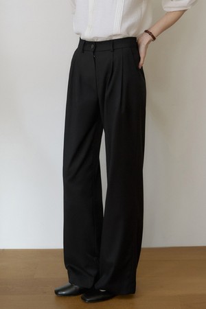 SPPT09 에센셜 투턱 와이드 슬랙스 - Black