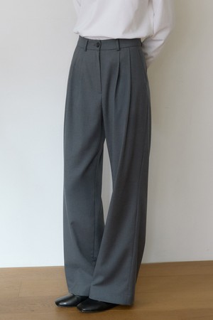 SPPT09 에센셜 투턱 와이드 슬랙스 - Charcoal
