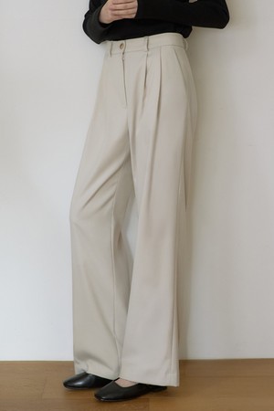 SPPT09 에센셜 투턱 와이드 슬랙스 - Beige