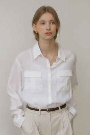 셀레스트 시어 포켓 셔츠 - White