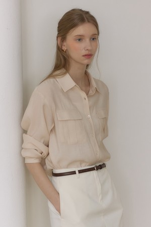 셀레스트 시어 포켓 셔츠 - Salmon