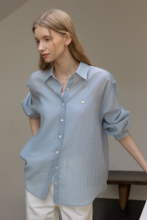 호프 시어서커 스트라이프 셔츠 - Sky Blue