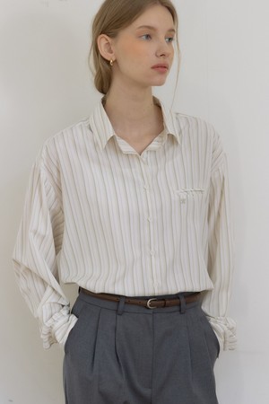 시에나 스트라이프 셔츠 - Light green