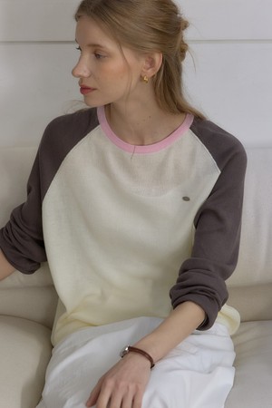 투톤 린넨 래글런 니트 - Charcoal