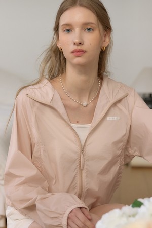 시어 라벨 포인트 윈드브레이커 점퍼 - Pink