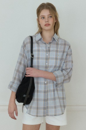 마일즈 시어 체크 셔츠 - Sky Blue