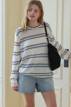 마일로 시어 스트라이프 니트 - White