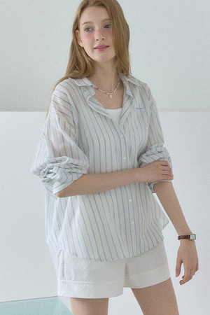 Rita Sheer Striped Shirt - Blue