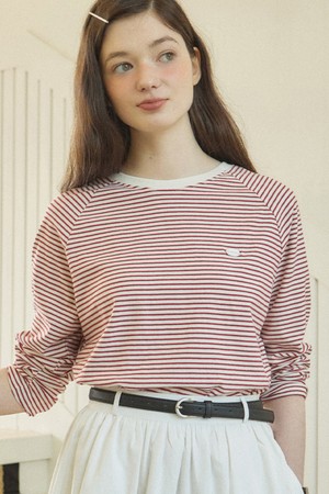 Stripe Raglan T-shirt - Red