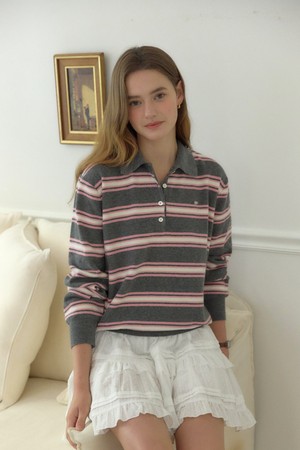 Multi Stripe Collar Knit - Pink