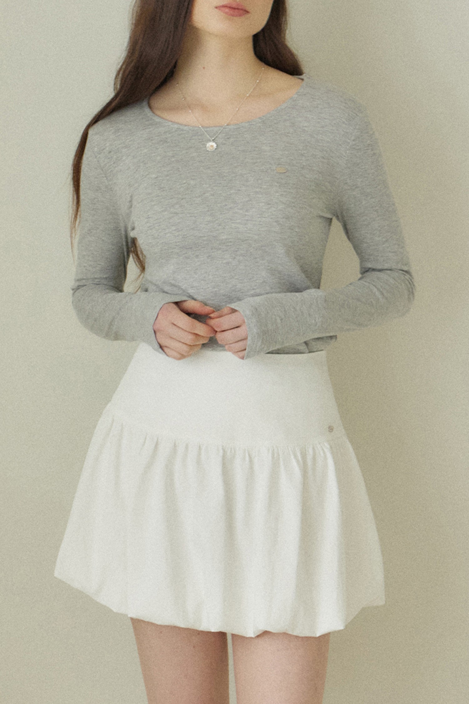 ワンピース Shirring Balloon Skirt White OURHOPE] Shirring Balloon Skirt - White