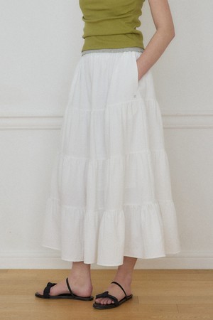 시어서커 캉캉 밴딩 스커트 - White