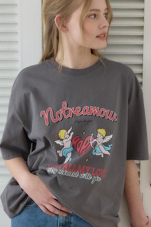 엔젤 그래픽 티셔츠 - Charcoal