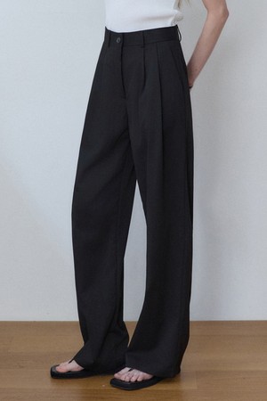 에센셜 써머 투턱 와이드 슬랙스 - Black