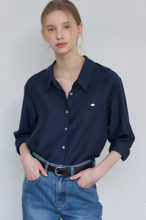소프트 글로우 텐셀 시어 셔츠 - Navy