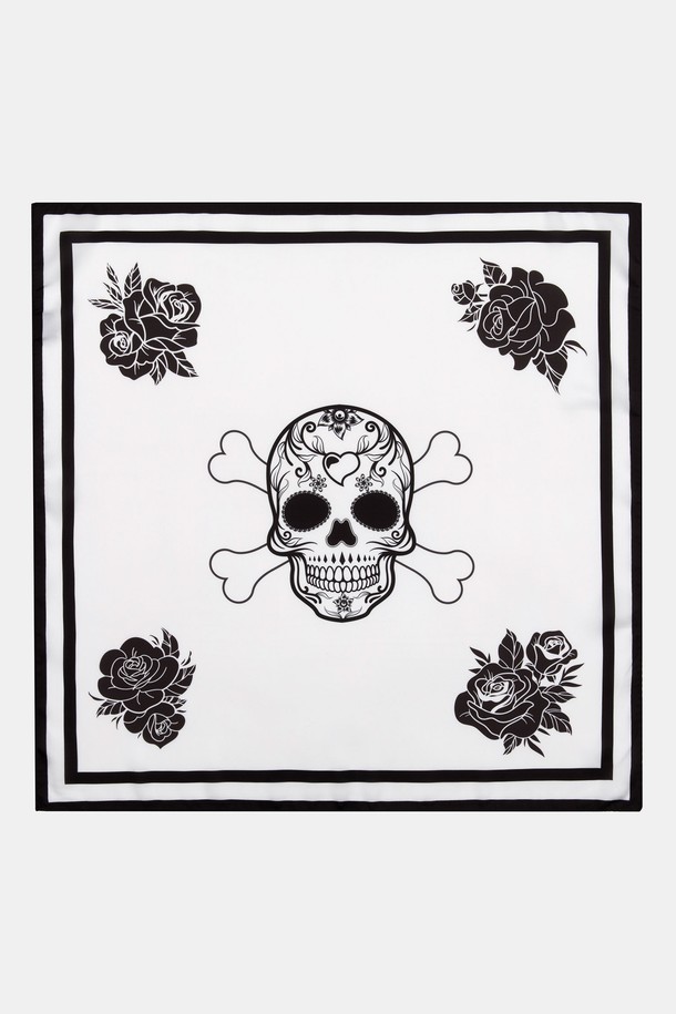 RECLOW - 스카프/머플러 - ROSE SKELETON SCARF BLACK 스카프