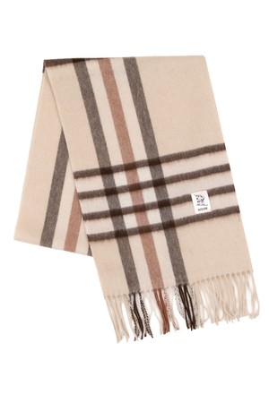 캐시미어 100% 라인체크 머플러 베이지