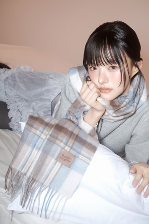 MUNM CHECK CASHMERE 100% MUFFLER IVORY