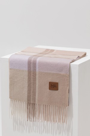 MUNM 체크 캐시미어 100% 머플러 BEIGE