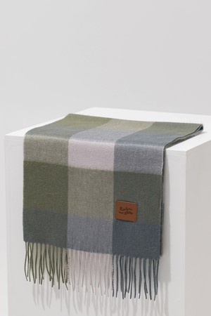 MUNM 체크 캐시미어 100% 머플러 GREEN