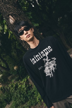 공용 cowboy 긴팔 러닝 티셔츠_BLACK-a