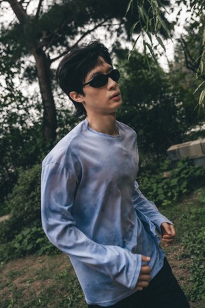 공용 타이다이 긴팔 러닝 티셔츠_NAVY-a