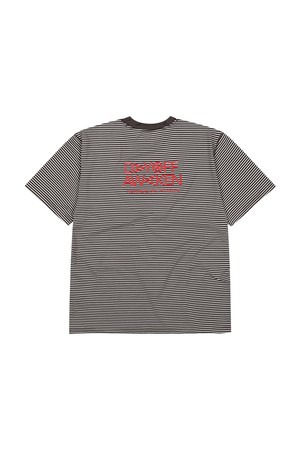 공용 러닝 데이오프어웨이크 스트라이프 반팔 티셔츠_BROWN-a