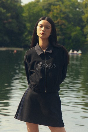 사이드 플리츠 H라인 저지 큐롯 스커트 (블랙)_BLACK-a