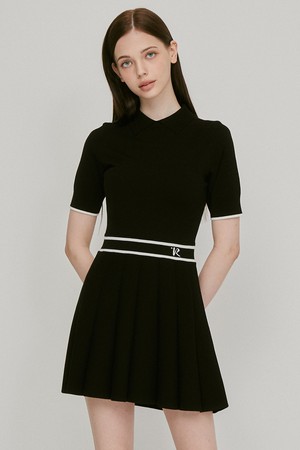 [3사이즈] 허리 벨트 카라 니트 원피스_L3A0-NP12K_BLACK-a