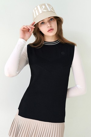 V 라인 트임 넥 니트 베스트 (블랙) _L3A0-NV05K_BLACK-a