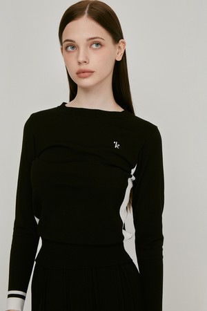 비스코스 투톤 니트 티셔츠 (블랙)_L3A1-NB01K_BLACK-a