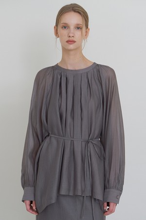오뜨르 핀턱 블라우스 그레이