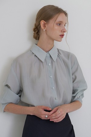 아르케 카라 셔츠 블라우스 스카이블루