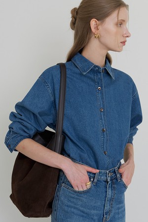 코어 데님 언발 셔츠 중청