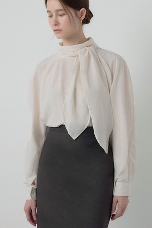 브론 타이 투웨이 블라우스 아이보리