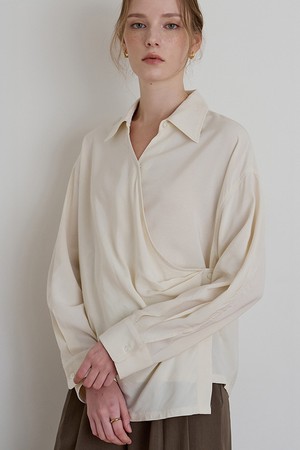 스무드 랩 셔츠 블라우스 크림