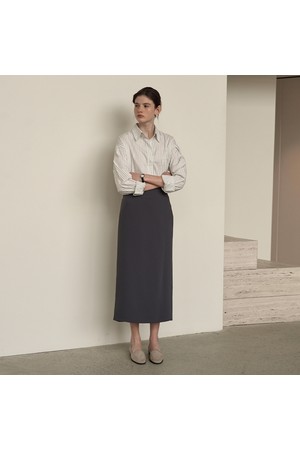 노아 트임 맥시 스커트 차콜