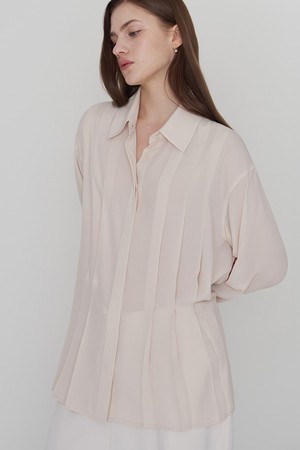 페일 턱 블라우스 크림베이지