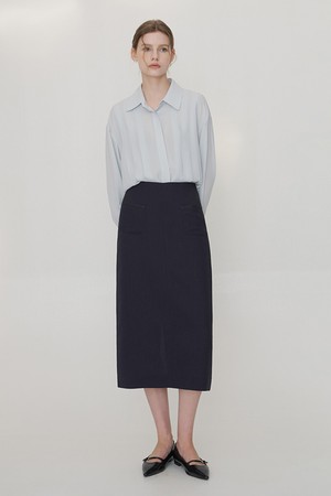 알레시 포켓 H라인 스커트 딥네이비
