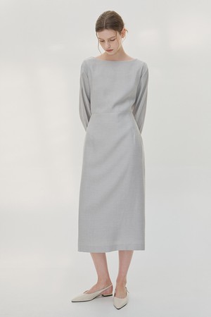 로우 링클 원피스 라이트그레이