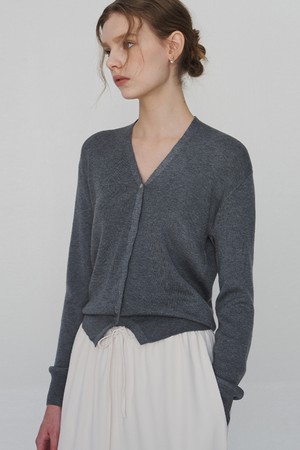 스프링 브이넥 니트 가디건 차콜