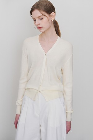 스프링 브이넥 니트 가디건 아이보리