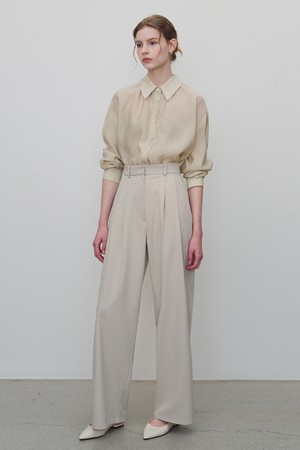 [M 4.8 예약발송] 르번 투턱 와이드 슬랙스 애쉬베이지