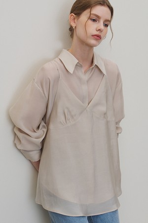 [4.3 예약발송] 카밀 블라우스 뷔스티에 SET 애쉬베이지